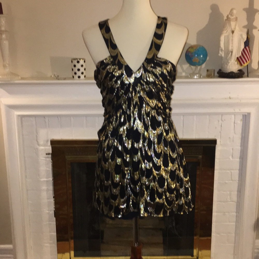 Prairie New York metallic gold black top